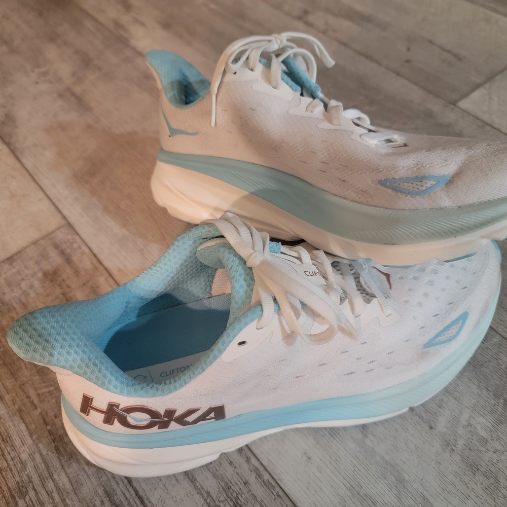 Hoka Women's White and Blue Running Shoes